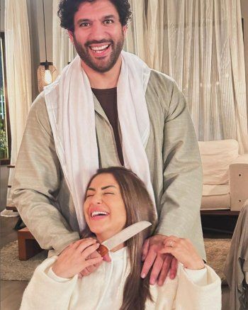 بالصورة- منة فضالي تشكر فريق عمل مسلسل "محارب" بعد الإنتهاء من التصوير.. و هذا ما قالته لـ حسن الرداد