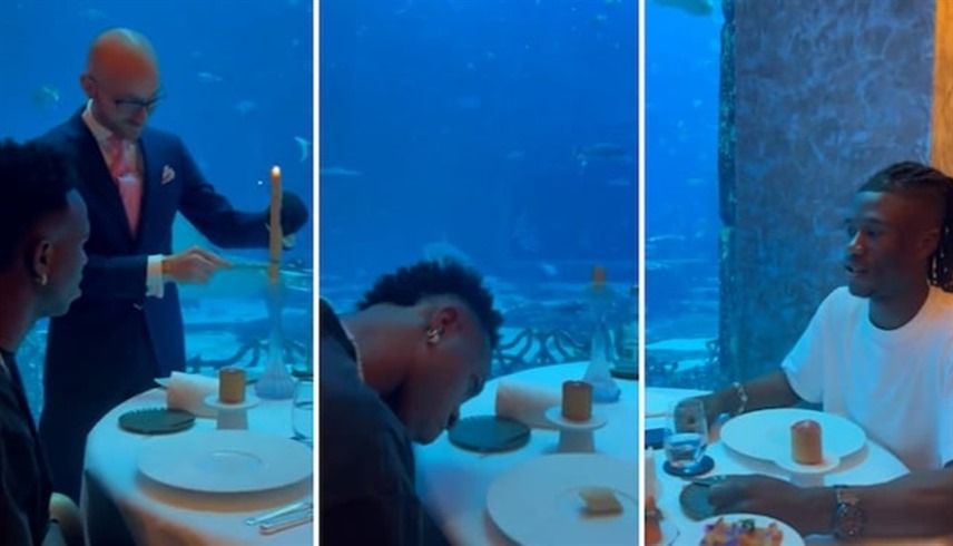 الامارات | نجما ريال مدريد يهلوسان في مطعم فاخر وسط الأسماك (فيديو)