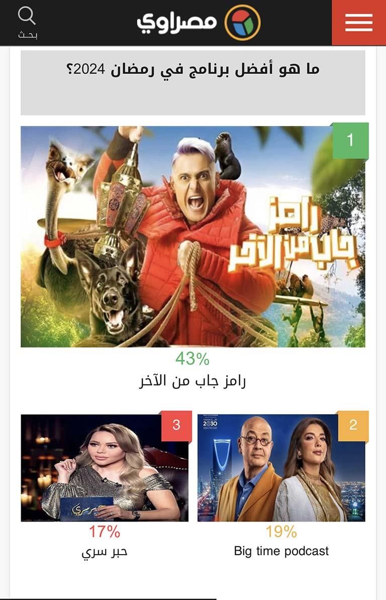 "رامز جاب من الآخر" أفضل برنامج في موسم رمضان 2024