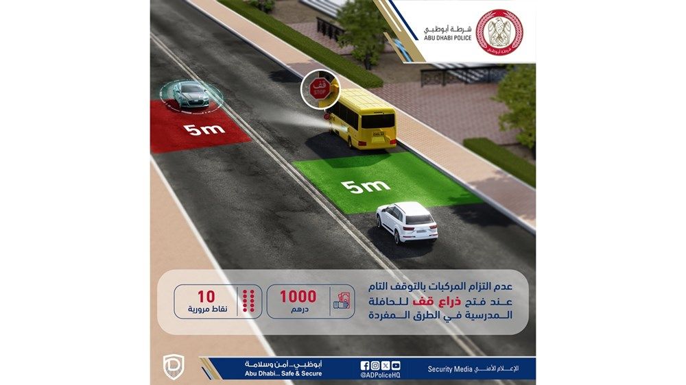 شرطة أبوظبي توجه نداء للسائقين بشأن الحافلات المدرسية