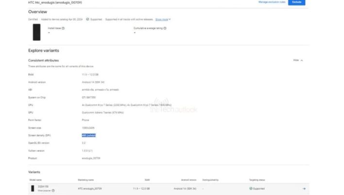 تكنولوجيا: رصد هاتف HTC U24 Pro في منصة جوجل بلاي برقاقة Snapdragon 7 Gen 3