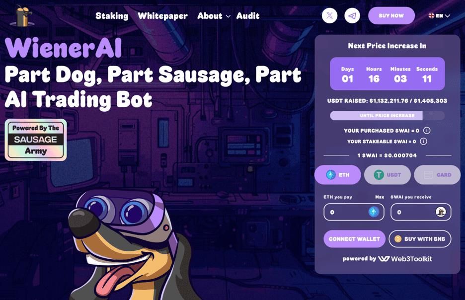 حصيلة اكتتاب WienerAI تتجاوز المليون دولار، فهل ستكون عملة الميم التالية التي تحقق ارتفاعاً قوياً؟