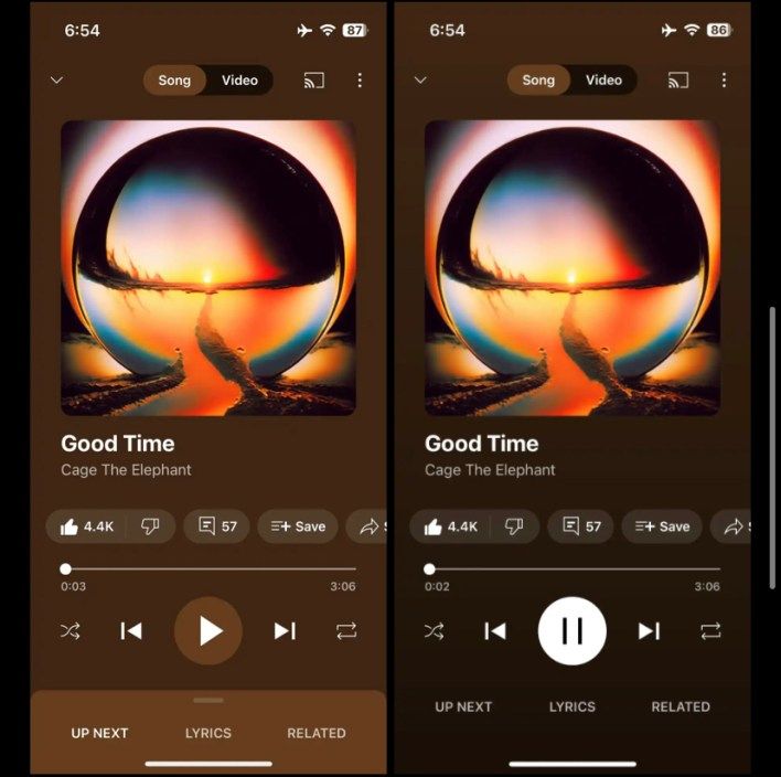تكنولوجيا: تطبيق YouTube Music يطرح تصميم جديد لـ Now Playing على هواتف آيفون