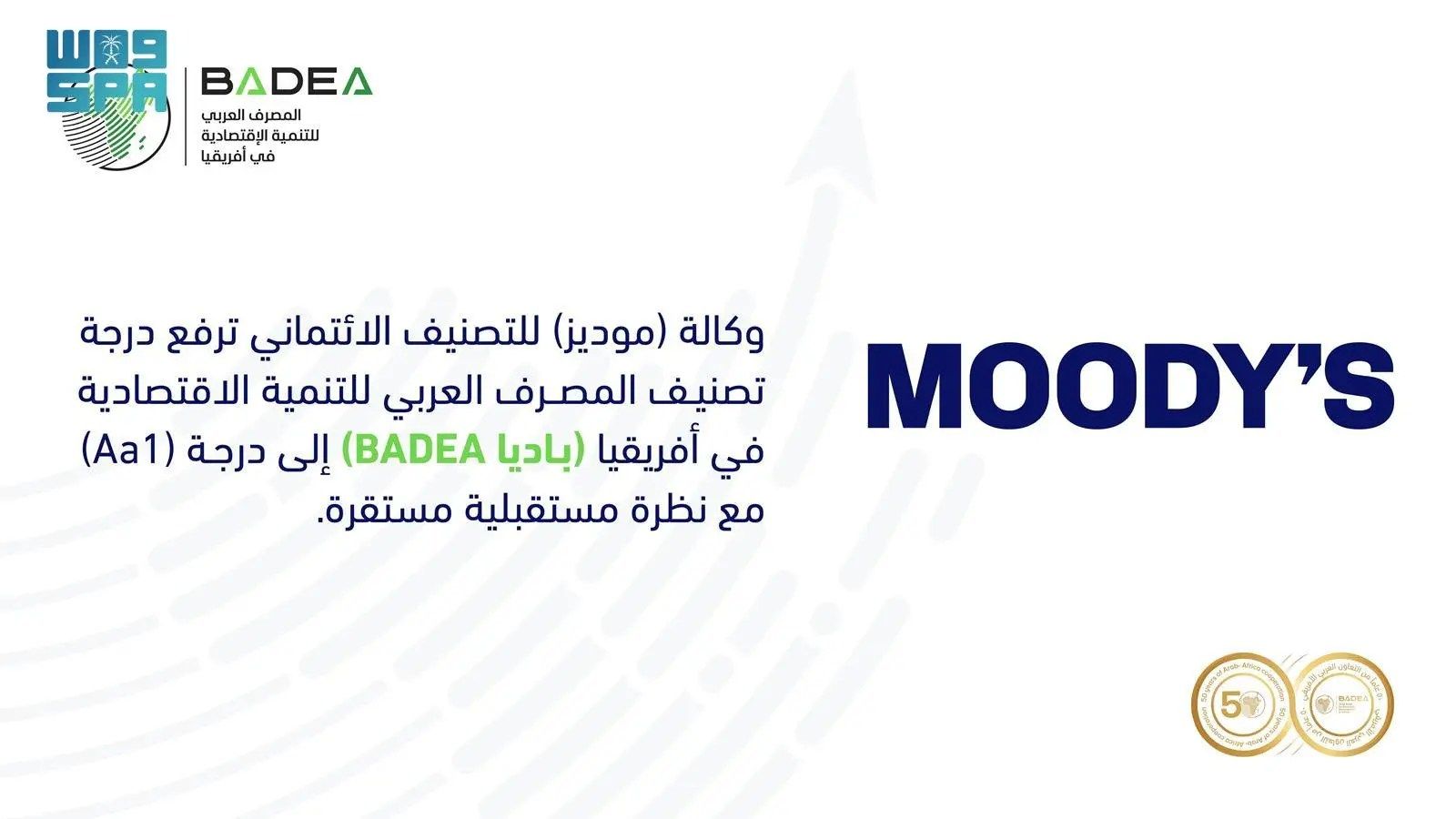 ارتفاع التصنيف الائتماني للمصرف العربي للتنمية الاقتصادية في أفريقيا إلى Aa1