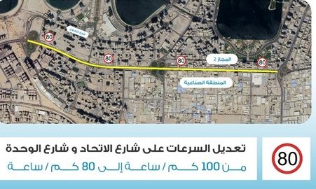 تعديل السرعة على شارعي الاتحاد والوحدة في الشارقة