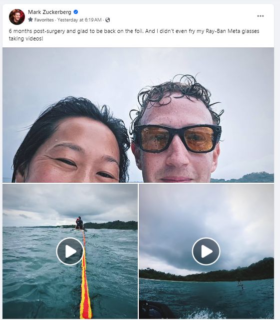 تكنولوجيا: مارك زوكربيرج يمارس رياضة ركوب الأمواج بعد 6 أشهر من الجراحة