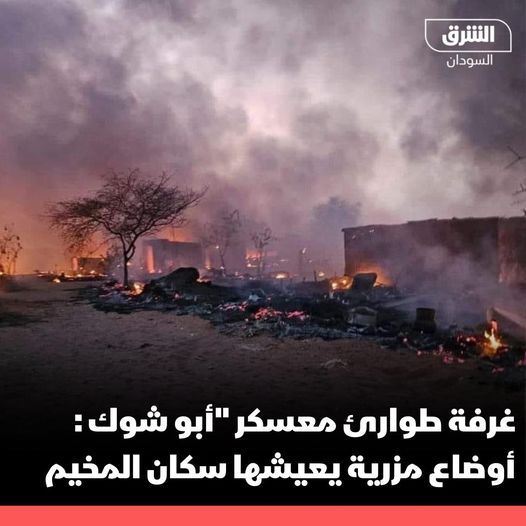 طوارئ معسكر “أبو شوك”: سكان المعسكر يواجهون صعوبة في الحصول على مياه الشُرب، وتدهور الحالة الصحية لأطفال المخيم