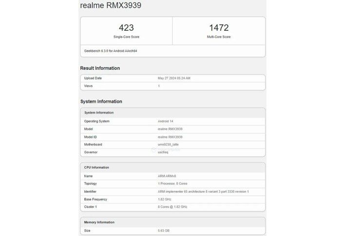 تكنولوجيا: رصد هاتف Realme C63 في منصة Geekbench إستعداداً للإعلان الرسمي