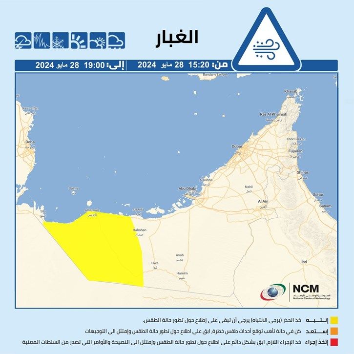 تنبيه من المركز الوطني للأرصاد