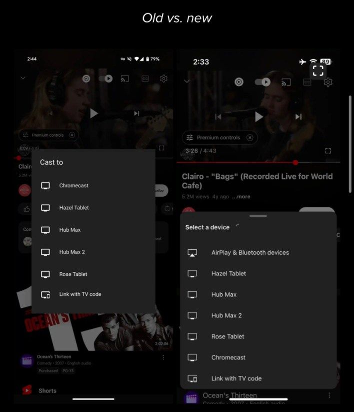 تكنولوجيا: تطبيق YouTube يعيد تصميم قائمة Cast لتكون بدون زر “قطع الاتصال”