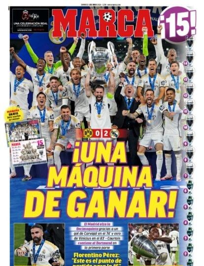 شاهد.. الصحف العالمية تتغنى بتتويج ريال مدريد بلقب دوري الأبطال للمرة 15