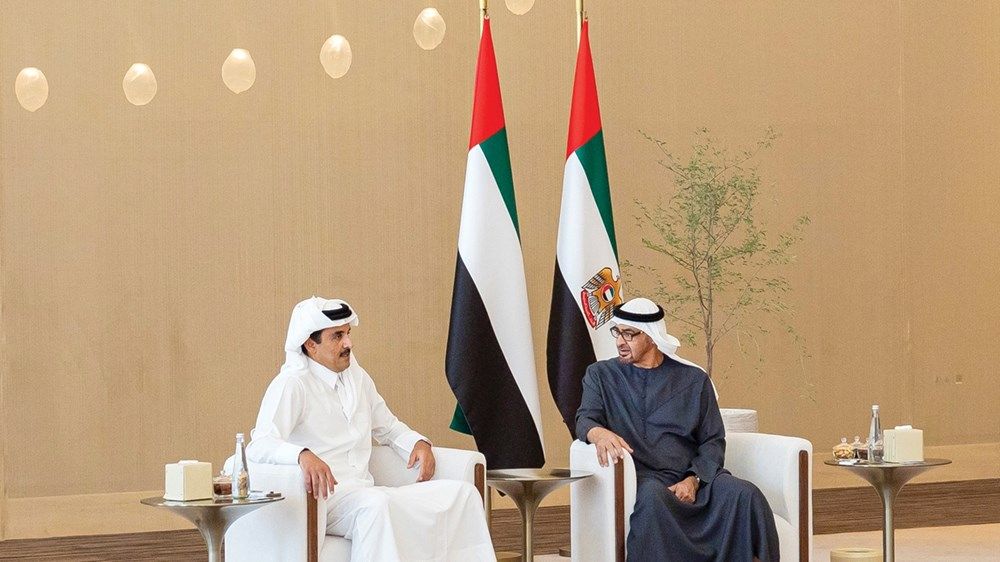 محمد بن زايد وتميم بن حمد: الإمارات وقطر تدعمان المبادرات الهادفة لوقف التصعيد وحماية المدنيين