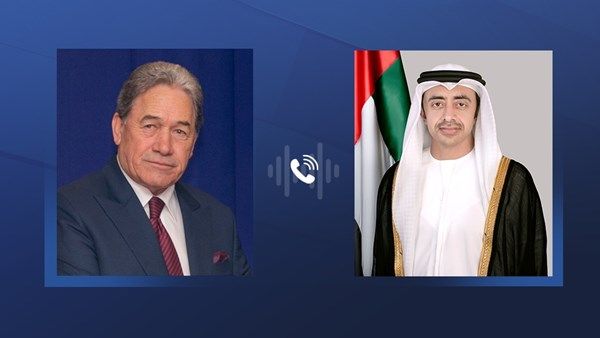 عبدالله بن زايد ونائب رئيس الوزراء وزير خارجية نيوزيلندا يبحثان تعزيز العلاقات الثنائية