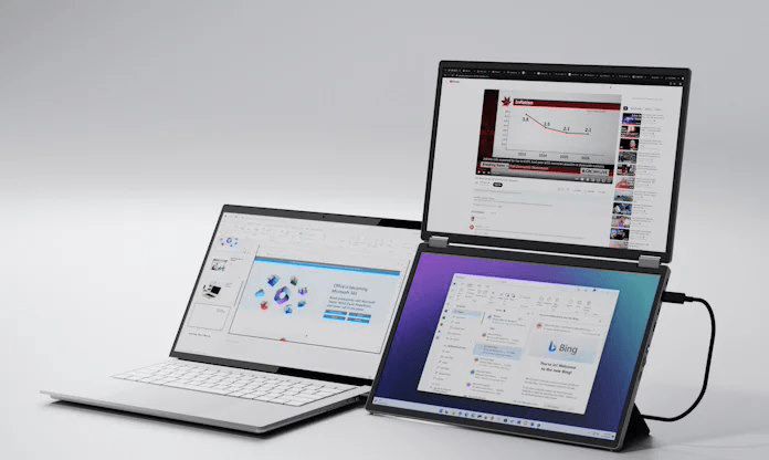 تكنولوجيا: ASUS تستعرض تصميم شاشة ZenScreen Duo OLED MQ149CD المزدوجة