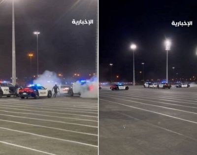 محاصرة مركبة من جميع الجهات ..شاهد.. فرضية أمنية استعدادا لموسم الحج 1445هـ