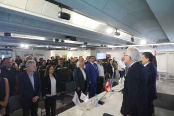 خطار شارك بوضع الحجر الأساس للمركز البرّي للدفاع المدني بعمشيت وتسلّم آلية إسعاف هبة لمركز جبيل