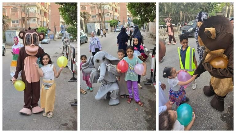 شباب أقباط يوزعون الهدايا على الأطفال احتفالًا بعيد الأضحى في بني سويف - صور