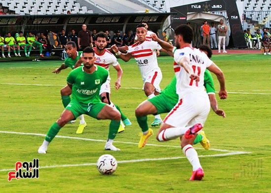 المصرى ينهى الشوط الأول متقدما على الزمالك بهدف فخر الدين.. فيديو