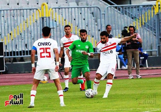 المصرى ينهى الشوط الأول متقدما على الزمالك بهدف فخر الدين.. فيديو