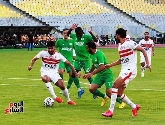 المصرى ينهى الشوط الأول متقدما على الزمالك بهدف فخر الدين.. فيديو
