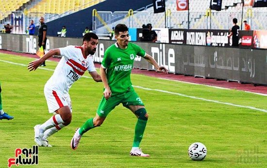 المصرى ينهى الشوط الأول متقدما على الزمالك بهدف فخر الدين.. فيديو