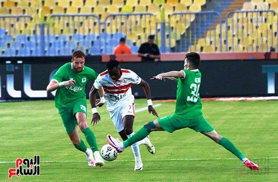 المصرى ينهى الشوط الأول متقدما على الزمالك بهدف فخر الدين.. فيديو