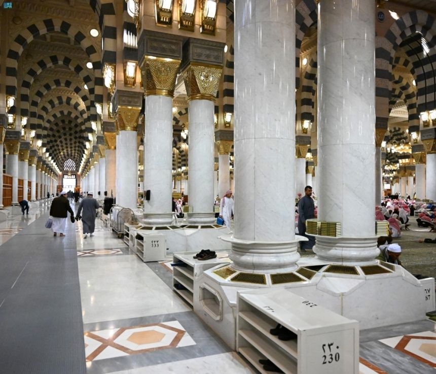 خدمات نوعية لوقاية الحجاج من الحرارة في المسجد النبوي
