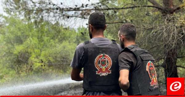 الدفاع المدني أخمد حريق أعشاب وأشجار في الضهيرة جراء القصف المدفعي الإسرائيلي