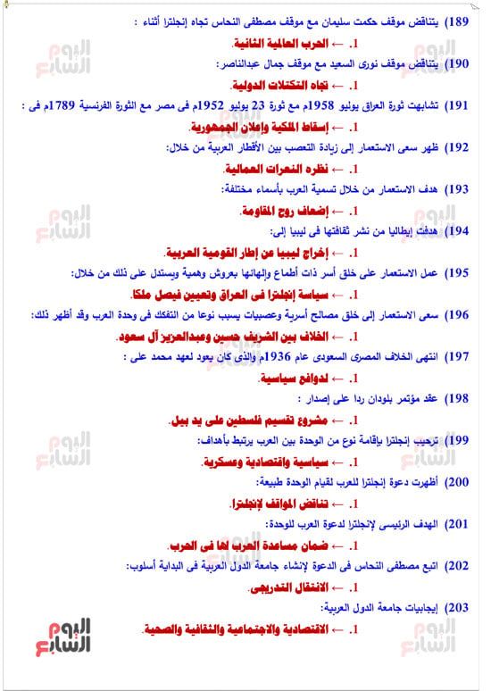 خلاصة التاريخ لطلاب الثانوية العامة.. راجع المنهج واضمن الدرجة النهائية