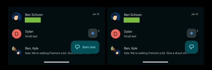 تكنولوجيا: خدمة رسائل جوجل تعتمد FAB المزدوج للترويج لـ Gemini
