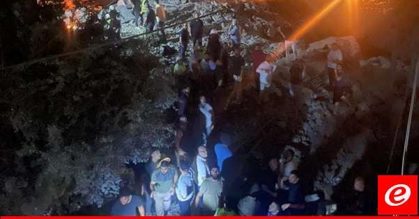 5 إصابات في الغارة الإسرائيلية ليلا على النبطية وتدمير مبنى مؤلف من طابقين تدميرا كاملا