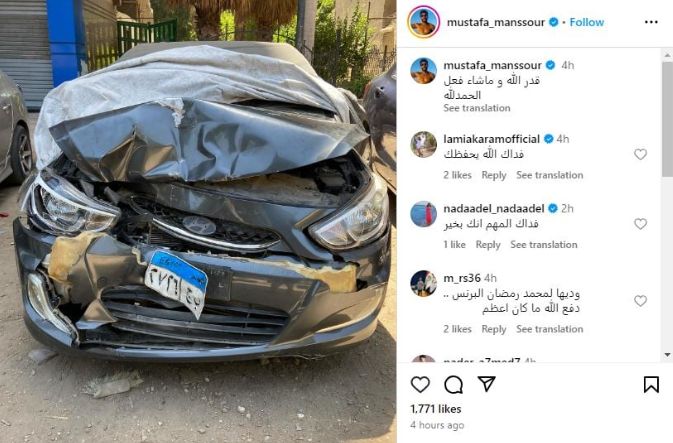 مصطفى منصور يتعرض لحادث سير.. تفاصيل