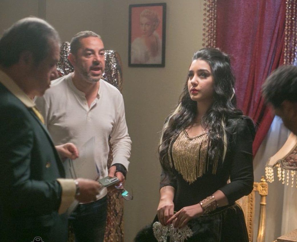 جيهان خليل بصحبة الراحل مصطفى درويش وأروى جودة من كواليس مسلسل حرب نفسية