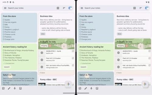 تكنولوجيا: ‏Google Keep يدعم الآن الاستخدام جنبًا إلى جنب مع الأجهزة اللوحية والأجهزة القابلة للطي التي تعمل بنظام أندرويد