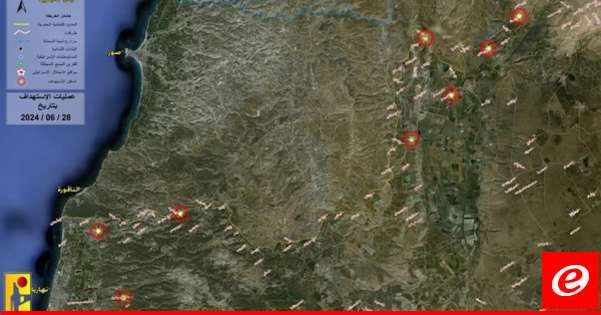 حزب الله نشر ملخص عملياته ضد مواقع وانتشار الجيش الاسرائيلي بتاريخ الأمس