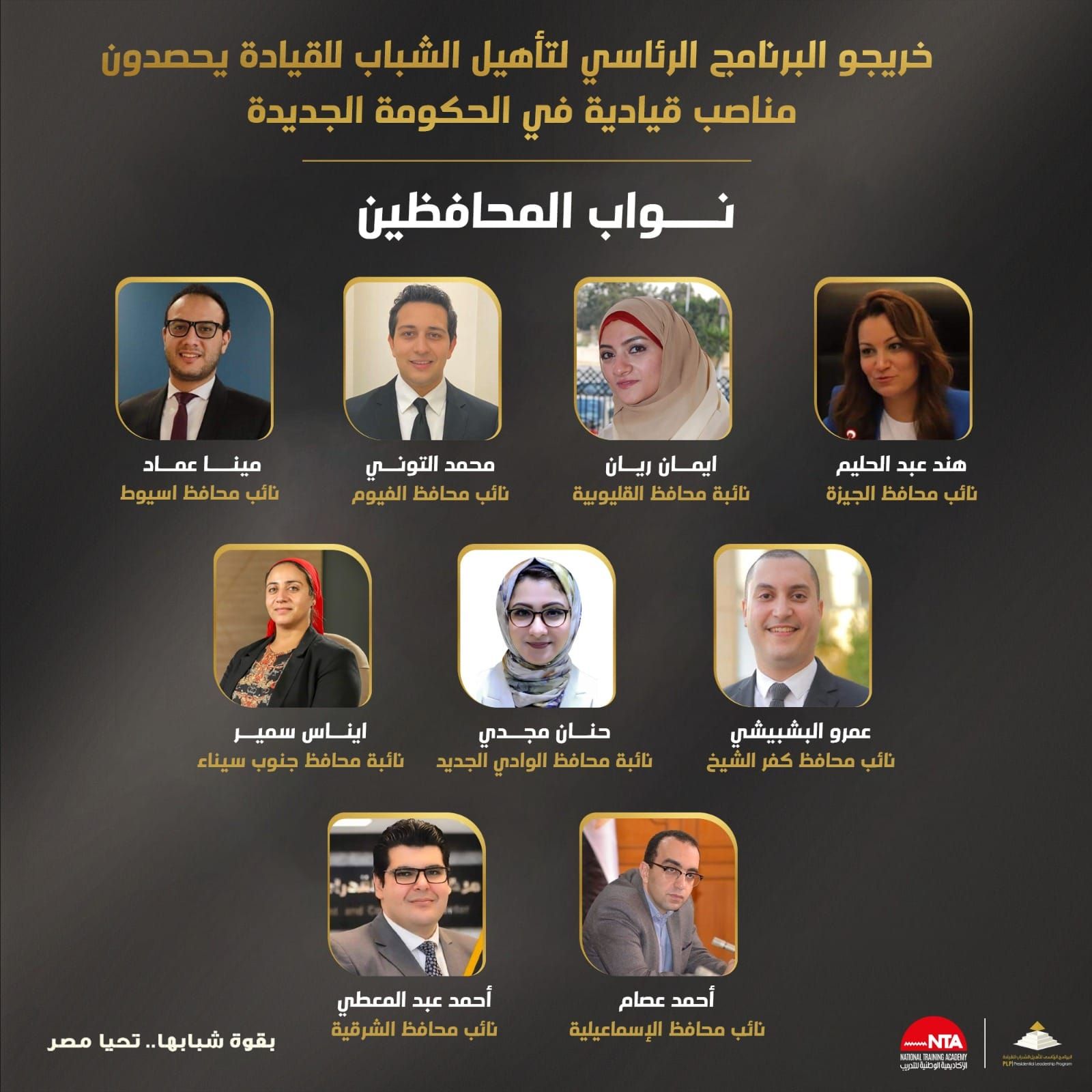 البرنامج الرئاسى لتأهيل الشباب يهنئ خريجيه المعينين فى تشكيل المحافظين ونوابهم