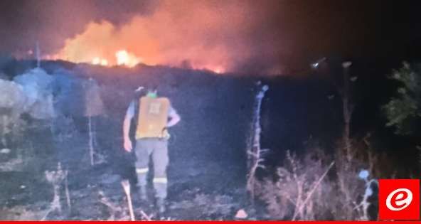 الدفاع المدني: اخماد حريق أعشاب وأشجار اثر قصف مدفعي اسرائيلي استهدف بلدة يارون