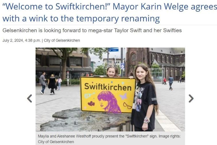 تغيير اسم مدينة ألمانية تكريما لـ تايلور سويفت قبل حفلها ضمن جولة Eras Tour