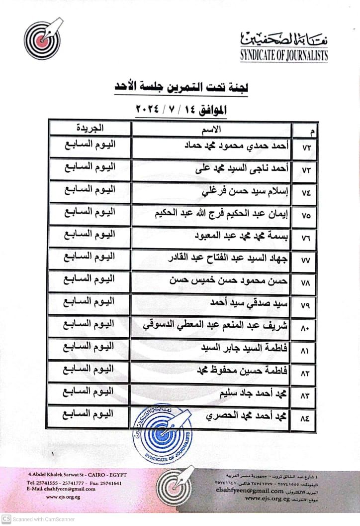 نقابة الصحفيين تعلن عقد جلسات مقابلة للمتقدمين لجدول تحت التمرين