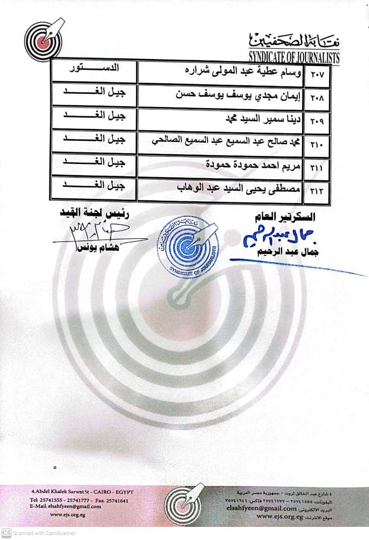 نقابة الصحفيين تعلن عقد جلسات مقابلة للمتقدمين لجدول تحت التمرين