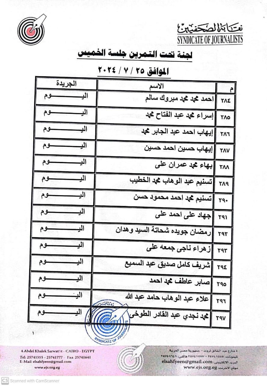 نقابة الصحفيين تعلن عقد جلسات مقابلة للمتقدمين لجدول تحت التمرين