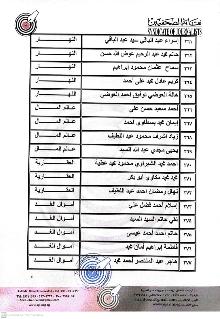 نقابة الصحفيين تعلن عقد جلسات مقابلة للمتقدمين لجدول تحت التمرين