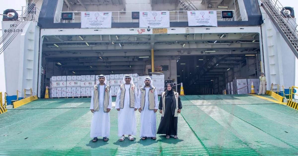 إبحار سفينة المساعدات الإماراتية الرابعة لإسناد سكان قطاع غزة