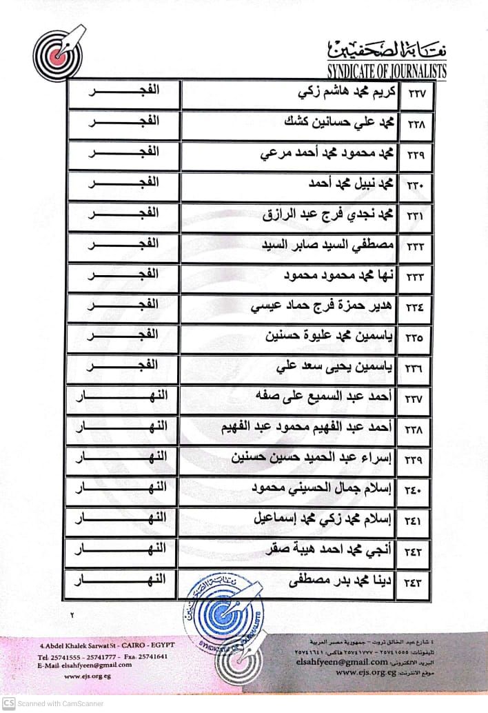 نقابة الصحفيين تعلن عقد جلسات مقابلة للمتقدمين لجدول تحت التمرين