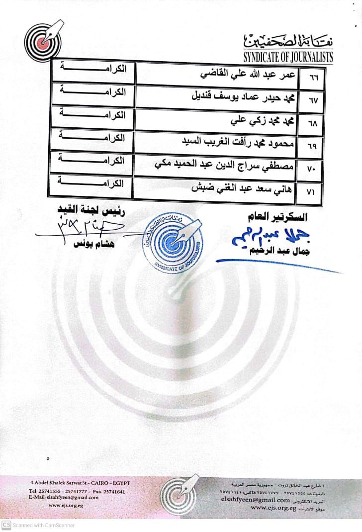 نقابة الصحفيين تعلن عقد جلسات مقابلة للمتقدمين لجدول تحت التمرين