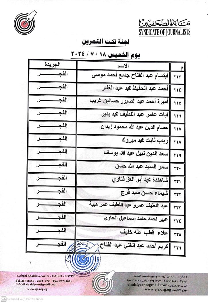 نقابة الصحفيين تعلن عقد جلسات مقابلة للمتقدمين لجدول تحت التمرين