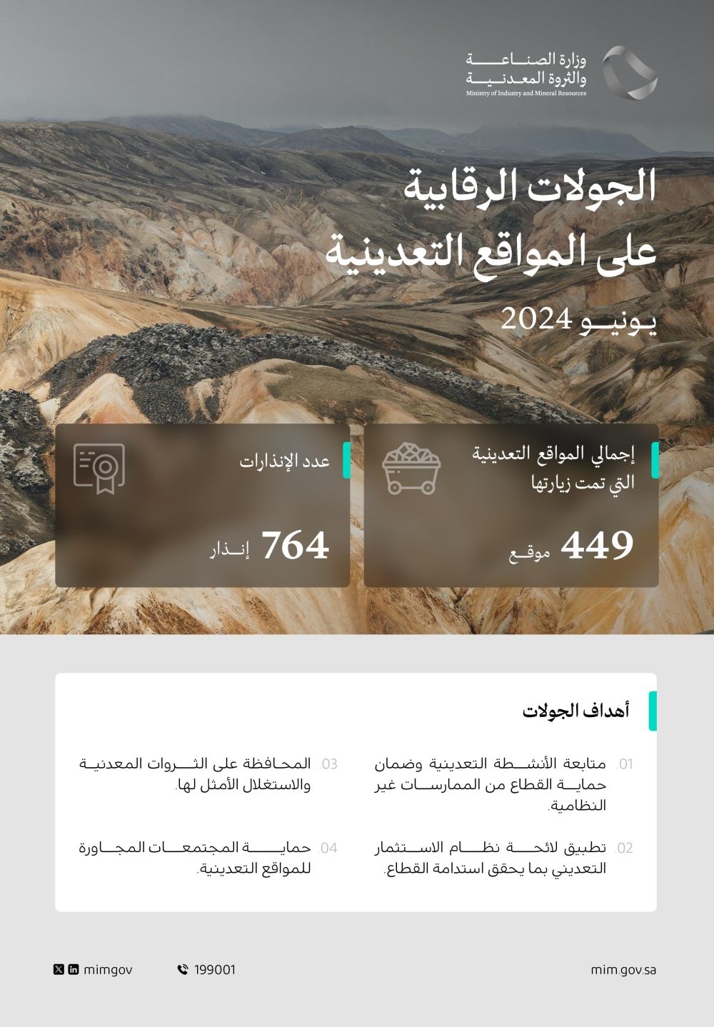 449 جولة رقابية على المواقع التعدينية خلال شهر