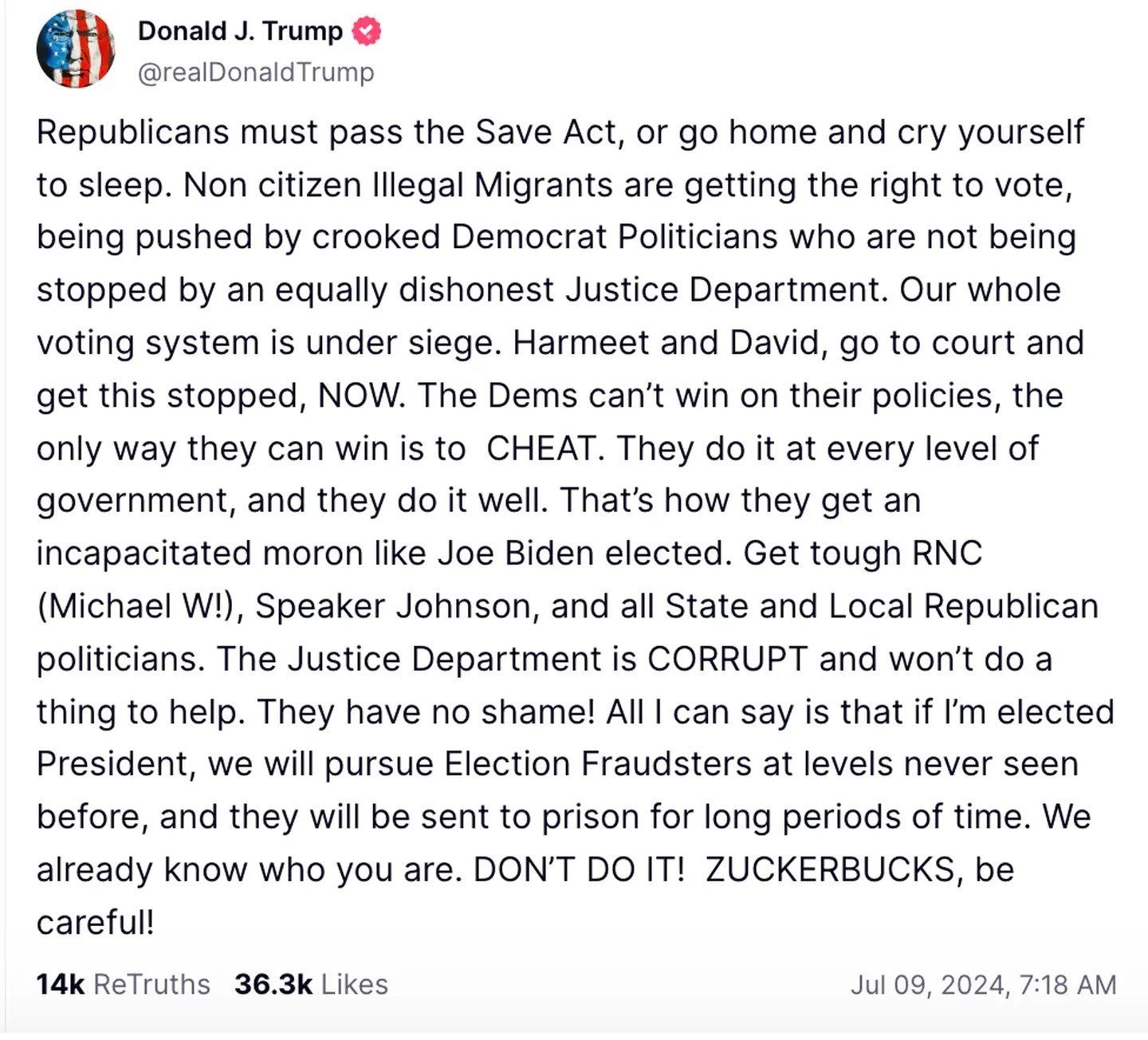 تكنولوجيا: مارك زوكربيرج يمدح ترامب بعد إطلاق النار عليه.. ويعلق: "صورته ملهمة"