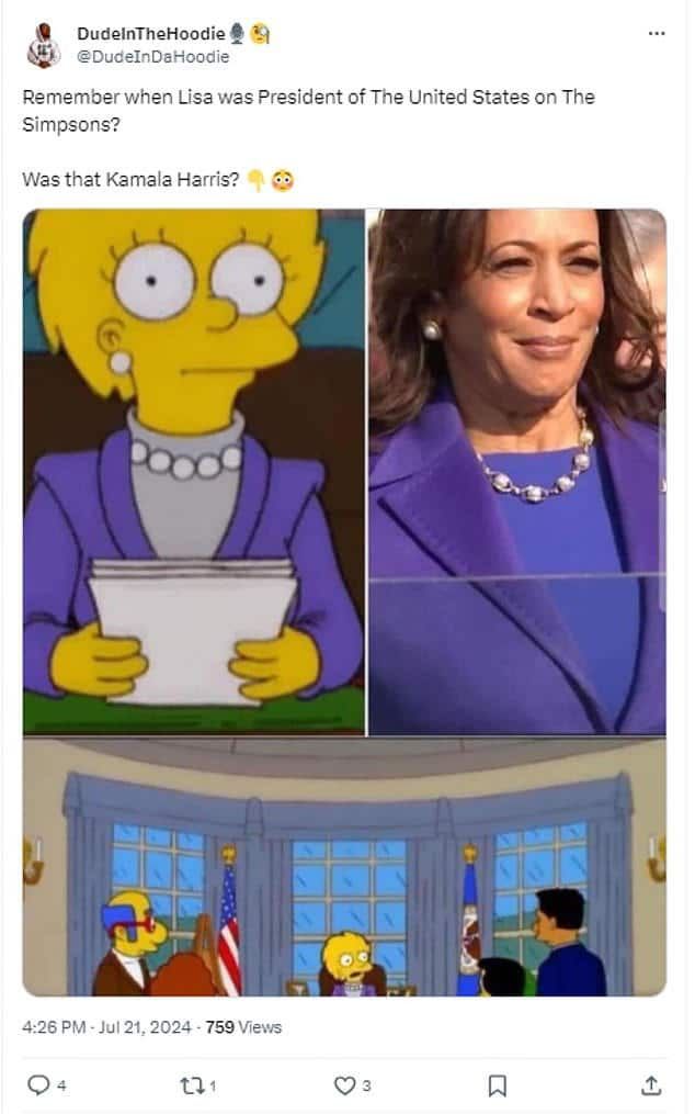 المرأة التي رأيناها قبل 20 عامًا: كيف تنبأت عائلة “The Simpsons” بوصول كامالا هاريس إلى البيت الأبيض