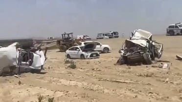 الخليج اليوم .. كارثة على الطريق.. تصادم 13 سيارة على طريق بيشة الرين